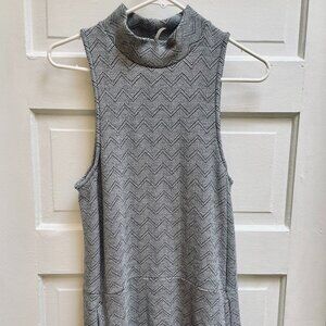 Free People Black & White Chevron Sleeveless Mock Neck Dress | Size Small